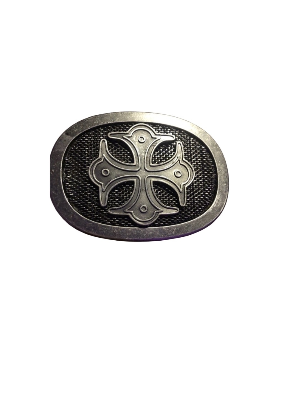 Silver-Tone Cross Emblem Men’s Belt Buckle